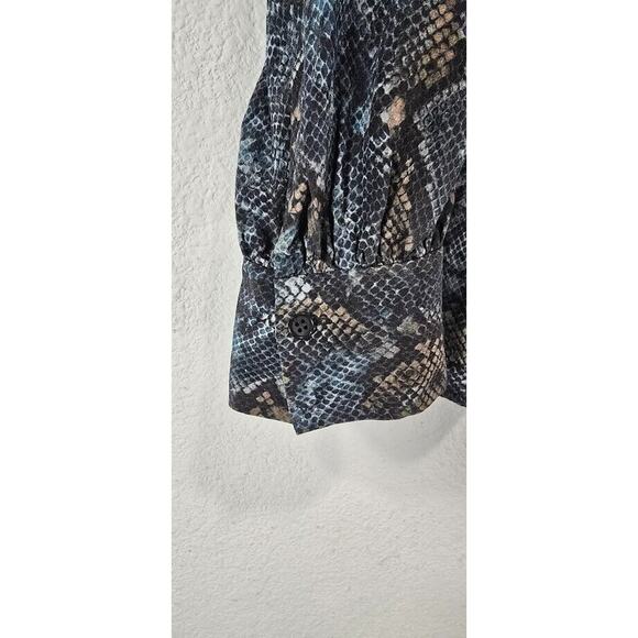 Lafayette 148 100% silk Snake Skin Pattern long sleeve blouse size 14 large - Picture 3 of 10